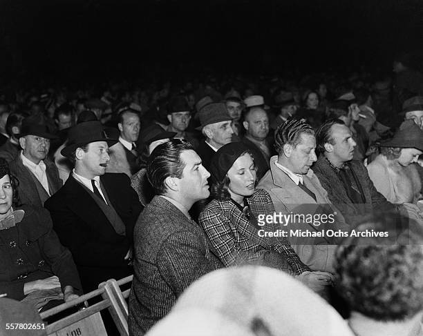 Actor Robert Taylor and his wife actress Barbara Stanwyck attend an event in Los Angeles, California.