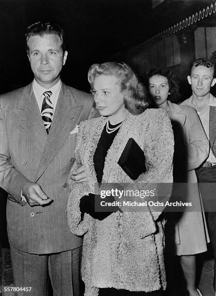 Actor Dick Powell with his wife actress June Allyson attend an event in Los Angeles, California.