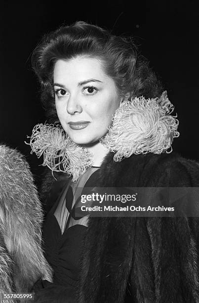 Actress Ann Rutherford arrives at Mocambo in Los Angeles, California.