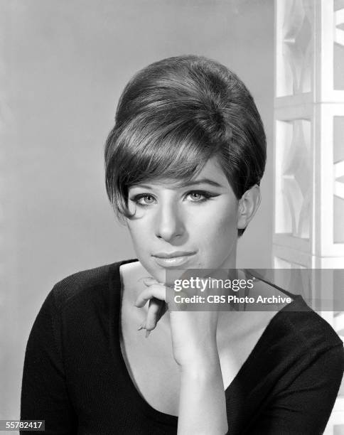 Portrait of American singer and actress Barbra Streisand with a beehive hairdo, November 10, 1964.