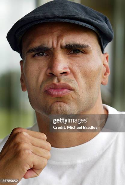 Anthony Mundine at the Press conference after he arrived in Auckland this afternoon ahead of his fightwith Sean Sullivan for the Pan Asain Boxing...