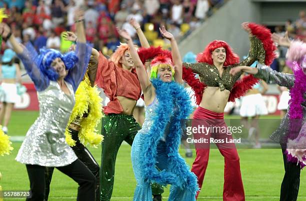 Dancers entertain the crowd during the parade of nations at the first round match at the New Zealand International sevens rugby tournament at the...