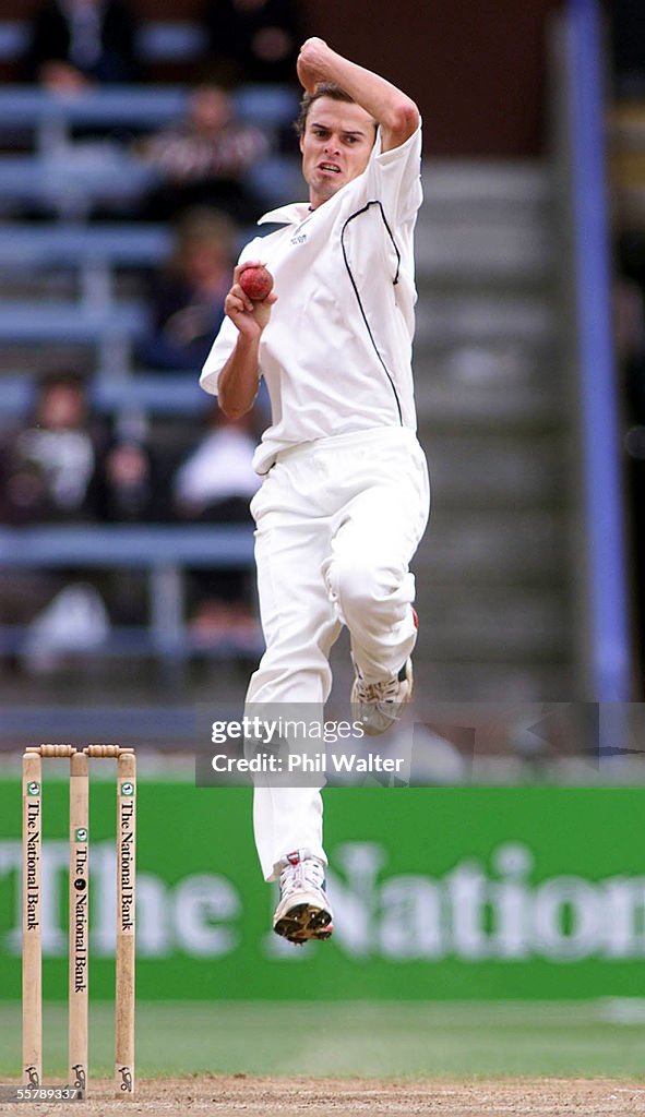 New Zealand bowler Chris Martin in action on the f
