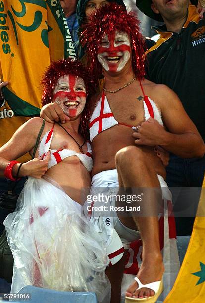 English fans enjoy the atmosphere prior to the Rugby World Cup 2003 final match between England and Australia at the Sydney Olympic Stadium, Saturday.