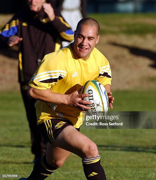 Hurricanes Brendan Haami at the teams training at Upper Hutt, Monday. The Hurricanes play the Crusaders in Christchurch on Friday in the semi final...