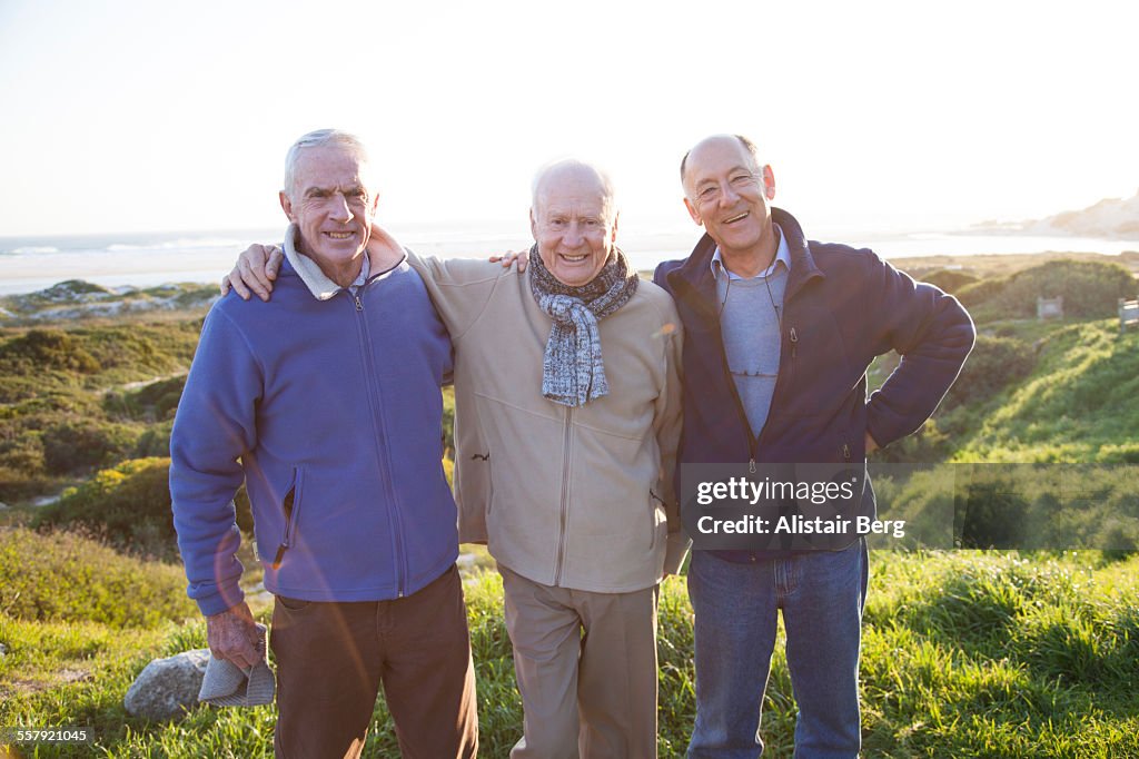 Senior men together outdoors