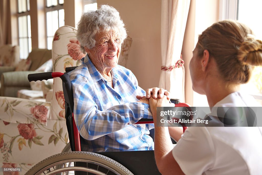 Elderly woman in a private retirement home