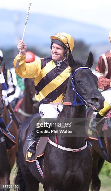 David Walsh on Tall Poppy returns to scale after winning the 130,000 Thorndon Mile at the Wellington Cup raceday held at Trentham, Saturday.