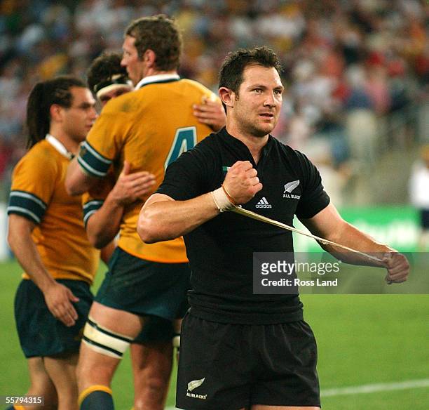 Leon MacDonald leaves the field gutted at the final whistle after the All Blacks went down 1022 to Australia in the Rugby World Cup 2003 semi final...
