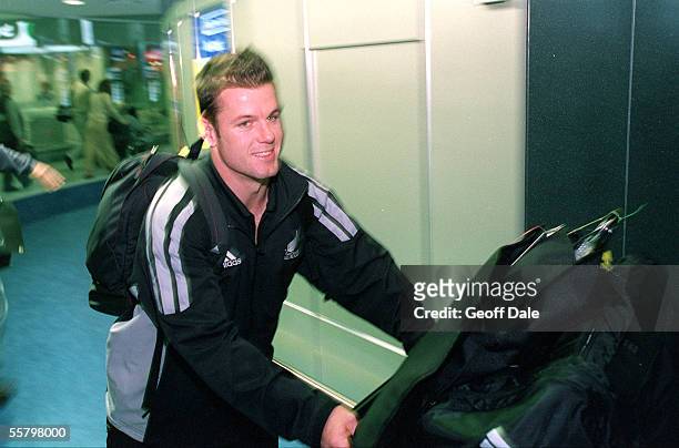 All Black, Steve Devine walks through Arrivals with his baggage at the Auckland international airport, as the All Blacks arrive home from their end...
