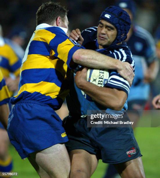 Northlands Norm Berryman is tackled by BOP Glen Jackson during the NPC rugby match between Bay Of Plenty and Northland played at Rotorua...