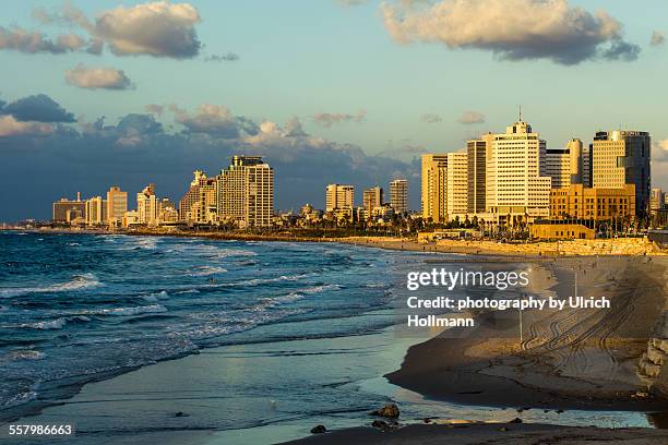 tel aviv skyline from summit park, israel - tel aviv stock-fotos und bilder