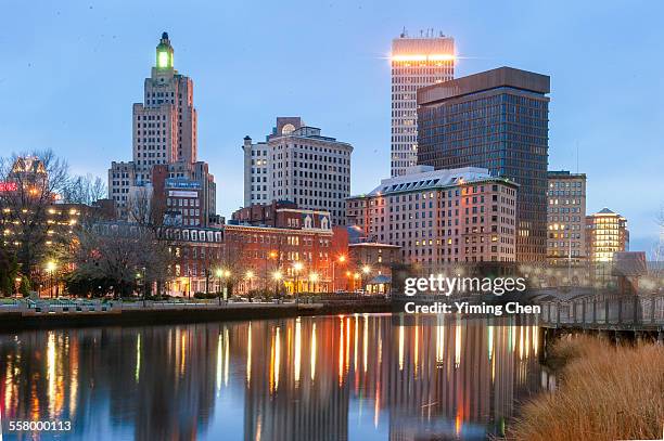 skyline of providence - rhode island stock-fotos und bilder