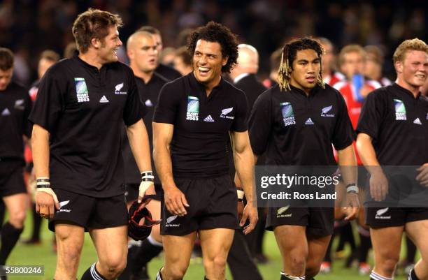 Richie McCaw (L), Doug Howlett, Ma'a Nonu and Dani, News Photo