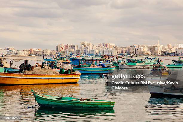 boats in harbour, alexandria, egypt - alexandria egypt stock pictures, royalty-free photos & images