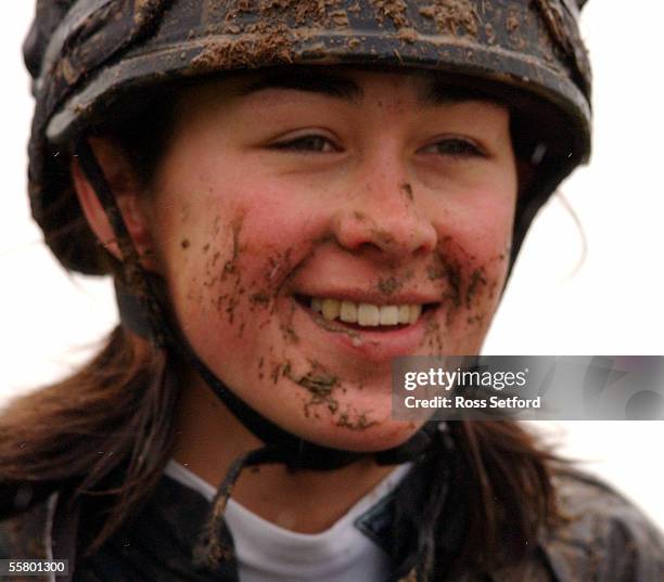 Shelley Houston all smiles after riding Super Dupa to win the Angus Inn Hurdle at the Wellington Racing Clubs winter meeting, Trentham, Saturday.