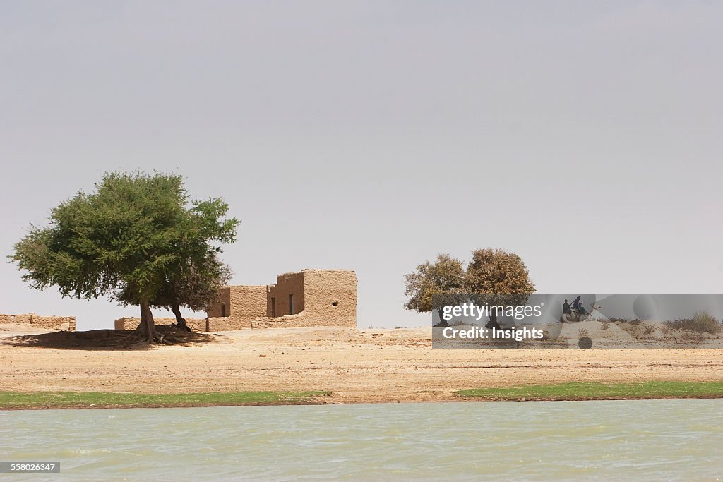 Mud Houses Along The Shores Of The Niger River Between Niafunke And Kabara, Mali