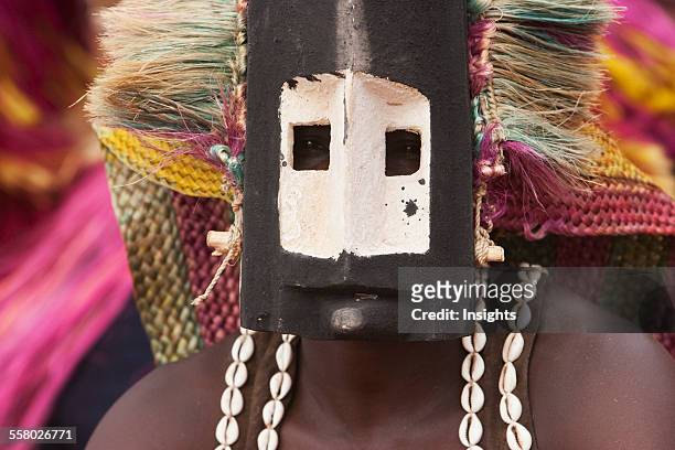 Dancer wearing Kananga mask at the Dama celebration in Tireli, Mali