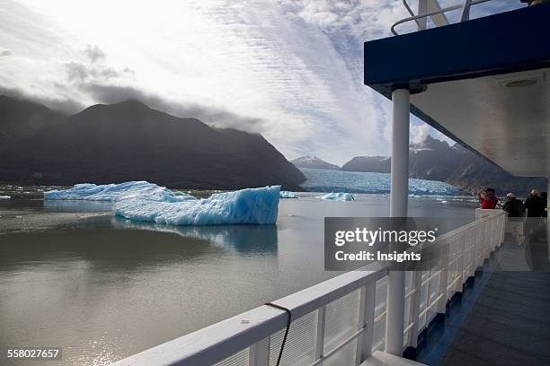 Passengers Watching Icebergs In Laguna San Rafael From Mv Skorpios, Laguna San Rafael National Park, Aysen Region, Chile