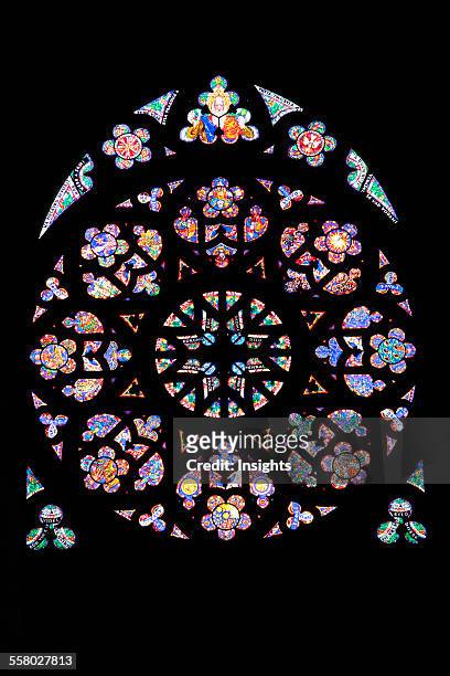 Stained Glass Rose Window With A Scene Of The Last Judgment By Max Svabinsky In St. Vitus Cathedral, Prague, Czech Republic