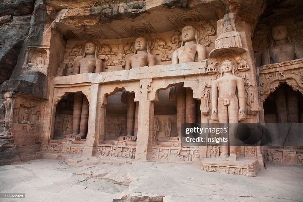 Jain Sculptures Carved In To The Cliff On The Southern Approach To The Fort, Gwalior, Madhya Pradesh, India