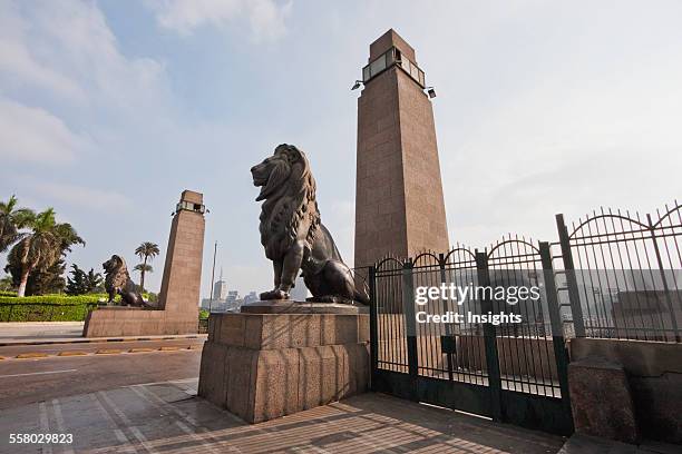 Lion Statue On The Qasr El-Nil Bridge Over The Nile River, Cairo, Al Qahirah, Egypt
