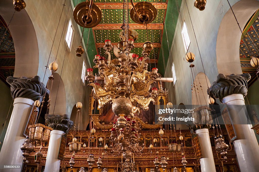 Chandelier Inside The Great Basilica Of The Transfiguration (Catholicon Of The Transfiguration) In The Holy Monastery Of St. Catherine At Mount Sinai, South Sinai, Egypt