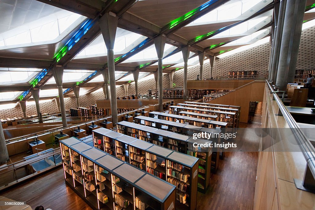 Interior View Of Main Reading Room In The Bibliotheca Alexandrina, The Modern Library Of Alexandria, Alexandria, Al Iskandar