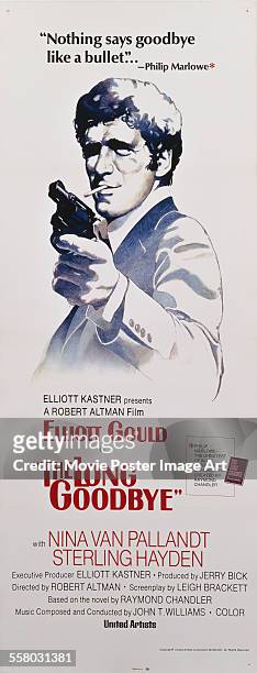 Poster for Robert Altman's 1973 crime film 'The Long Goodbye' starring Elliott Gould.