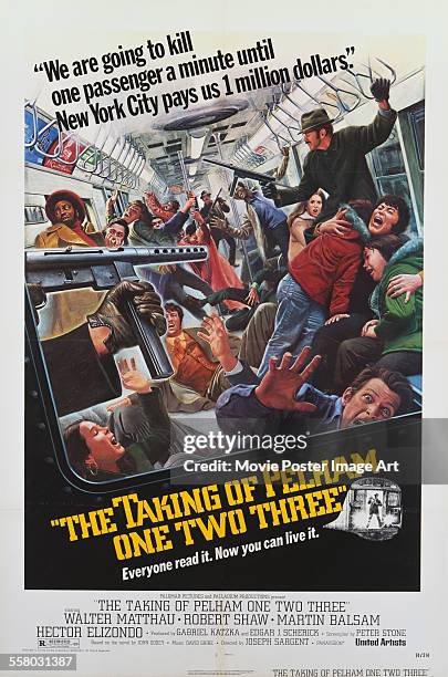Poster for Joseph Sargent's 1974 action film 'The Taking of Pelham One Two Three'.