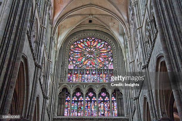 Southern Rose Window In The Notre-Dame D'amiens Cathedral, Amiens, Somme, France