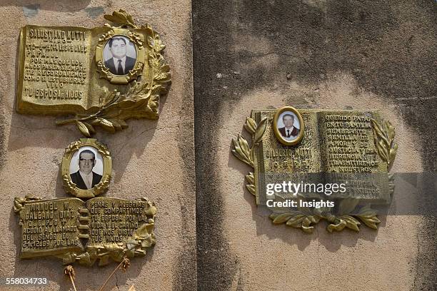 Plaques On A Mausoleum In Cementerio De La Recoleta, Asuncion, Paraguay