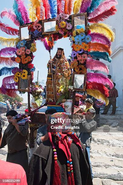 On Easter Sunday The Comrades Carry The Andas Of The Saints In Procession From The Santo Tom