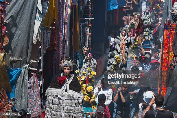 On Easter Sunday The Comrades Carry The Andas Of The Saints In Procession Through The Streets Of Chichicastenango, El Quich