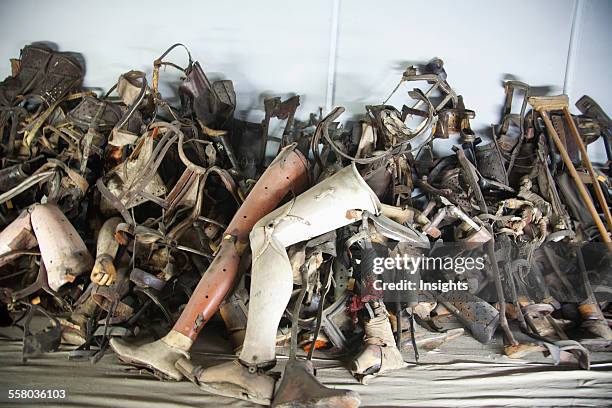 Pile Of Prosthetic Devices Belonging To Handicapped People Murdered At The Auschwitz Concentration Camp, Oswiecim, Malopolska, Poland