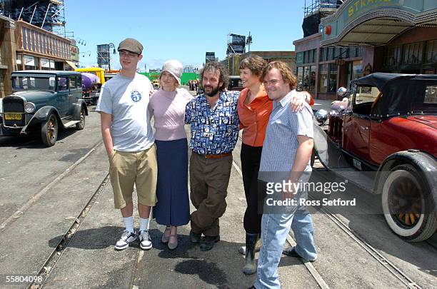 Prime Minister Helen Clark, second from right, with stars of the movie King Kong, Colin Hanks, left, Naomi Watts, director Peter Jackson and Jack...
