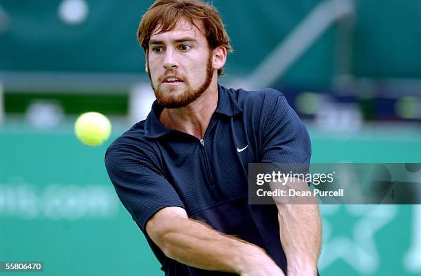 Robby Ginepri in action during his match against Jiri Novak of the Czech Republic in the Heineken Open played at the ASB Tennis Centre, Thursday....