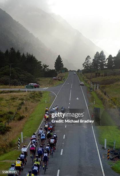 Competitors in action in the first bike leg during the two day event at the 2004 Speights Coast to Coast, Christchurch New Zealand, February 06, 2004.