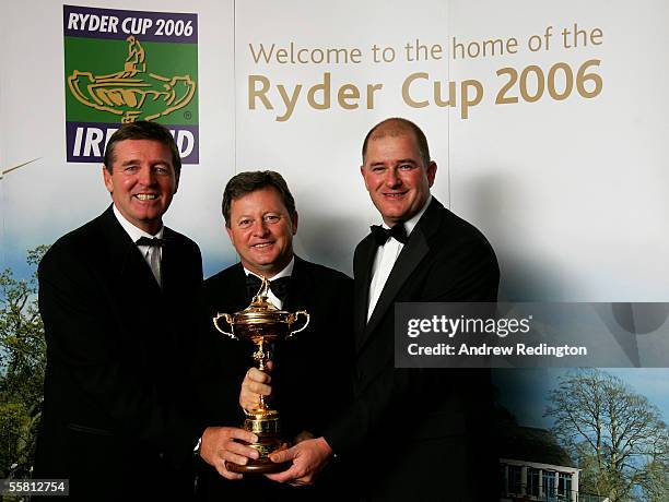 Ian Woosnam, Ryder Cup captain for Europe 2006, poses with his vice captains Des Smyth of Ireland and Peter Baker of England during The One Year To...