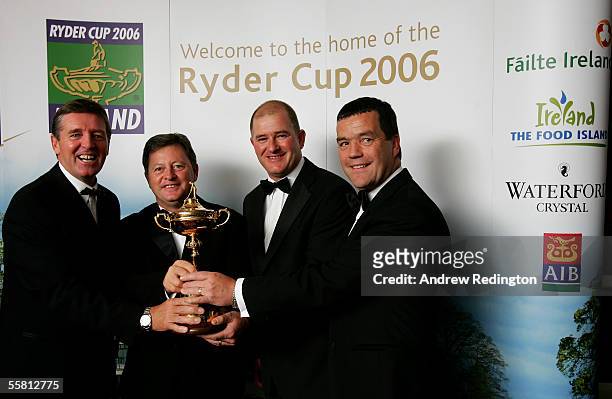 Ian Woosnam, Ryder Cup captain for Europe 2006, ) poses with his vice captains Des Smyth of Ireland and Peter Baker of England and Noel Dempsey, the...
