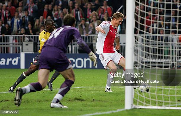 Markus Rosenberg of Ajax scores during the UEFA Champions League, Group B match between Ajax and Arsenal at the Amsterdam Arena on September 27, 2005...