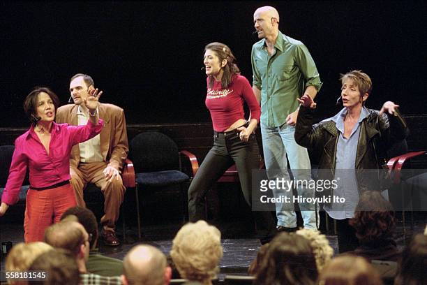 Mikel Rouse's ''Dennis Cleveland,'' a multimedia talk show opera, at the John Jay College Theater on April 30, 2002.This image:From left, Napua...