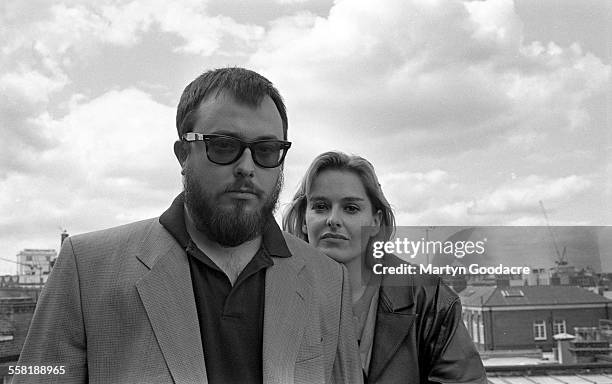 Spanish director and screenwriter Alex De La Iglesia poses with actress Frederique Feder, London, United Kingdom, 1993.