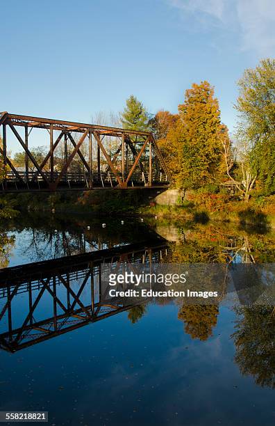 Morrisville, Vermont, beautiful Lake Lamoille with Old Iron RR Bridge