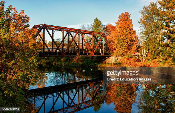 Morrisville, Vermont, beautiful Lake Lamoille with Old Iron RR Bridge