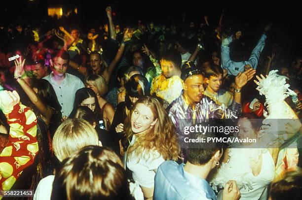 Crowd dancing at clockwork orange, Camden, London 1995.