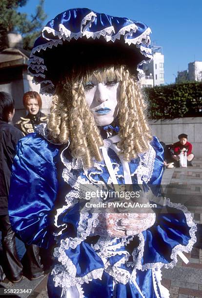 Cosplay - A flamboyant looking goth, Sunday sub-culture parade at Yoyogi-koen Harajuku, Tokyo 2001.
