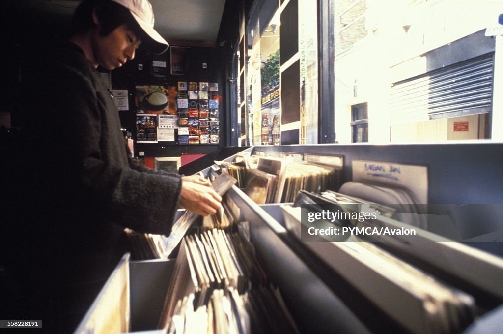 Record store, London, UK, 1990s.