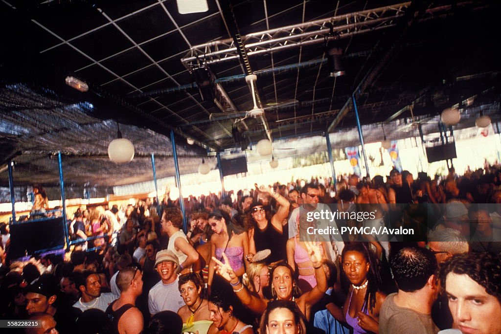 Dancing crowd, Space, Ibiza, 1999.