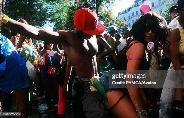 Dancers at Colville Gardens. Notting Hill Carnival. London 2009.